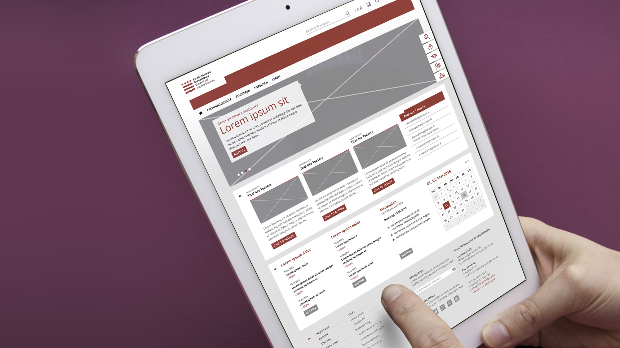 Slider – Template 01 (Technische Hochschule Brandenburg, Corporate Design)