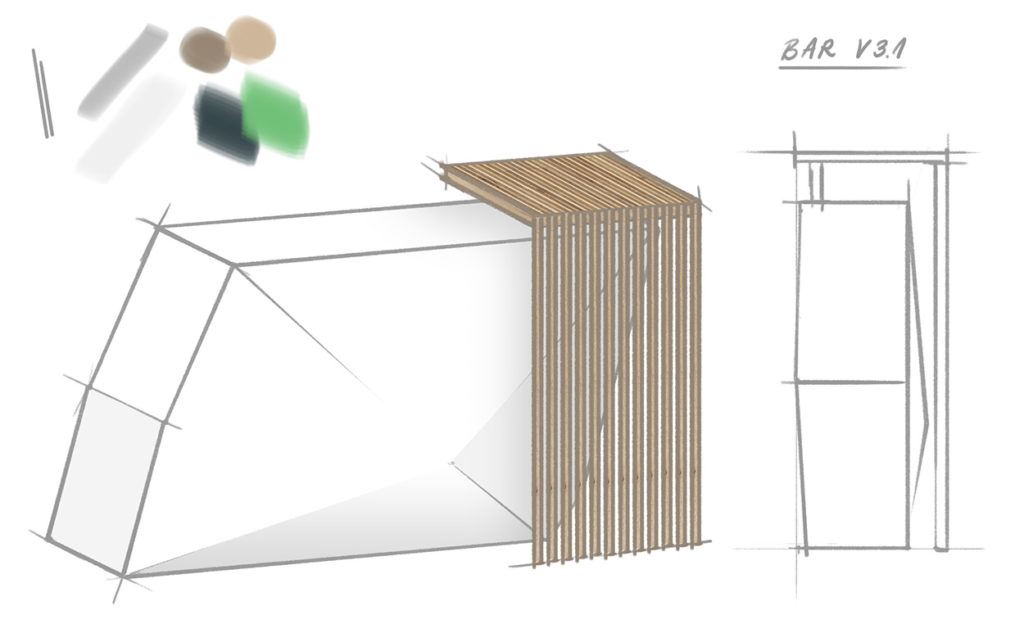 Visualisierung Barelement (Quentic, Messestand)