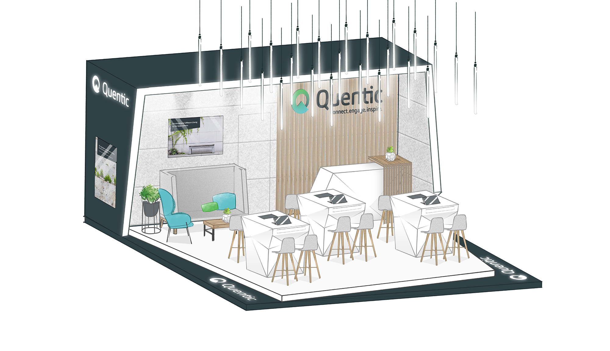 Visualisierung des Messestandes (Quentic, Messestand)