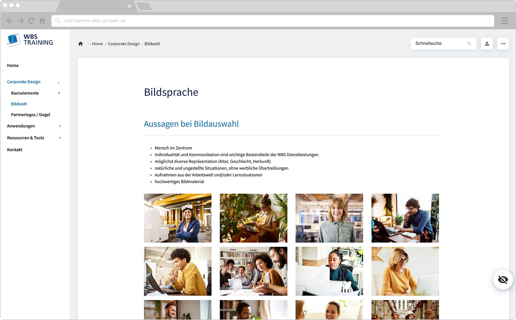 WBS Update 2021 / Slider, Screen wirHub Brand Manangement – Bildsprache