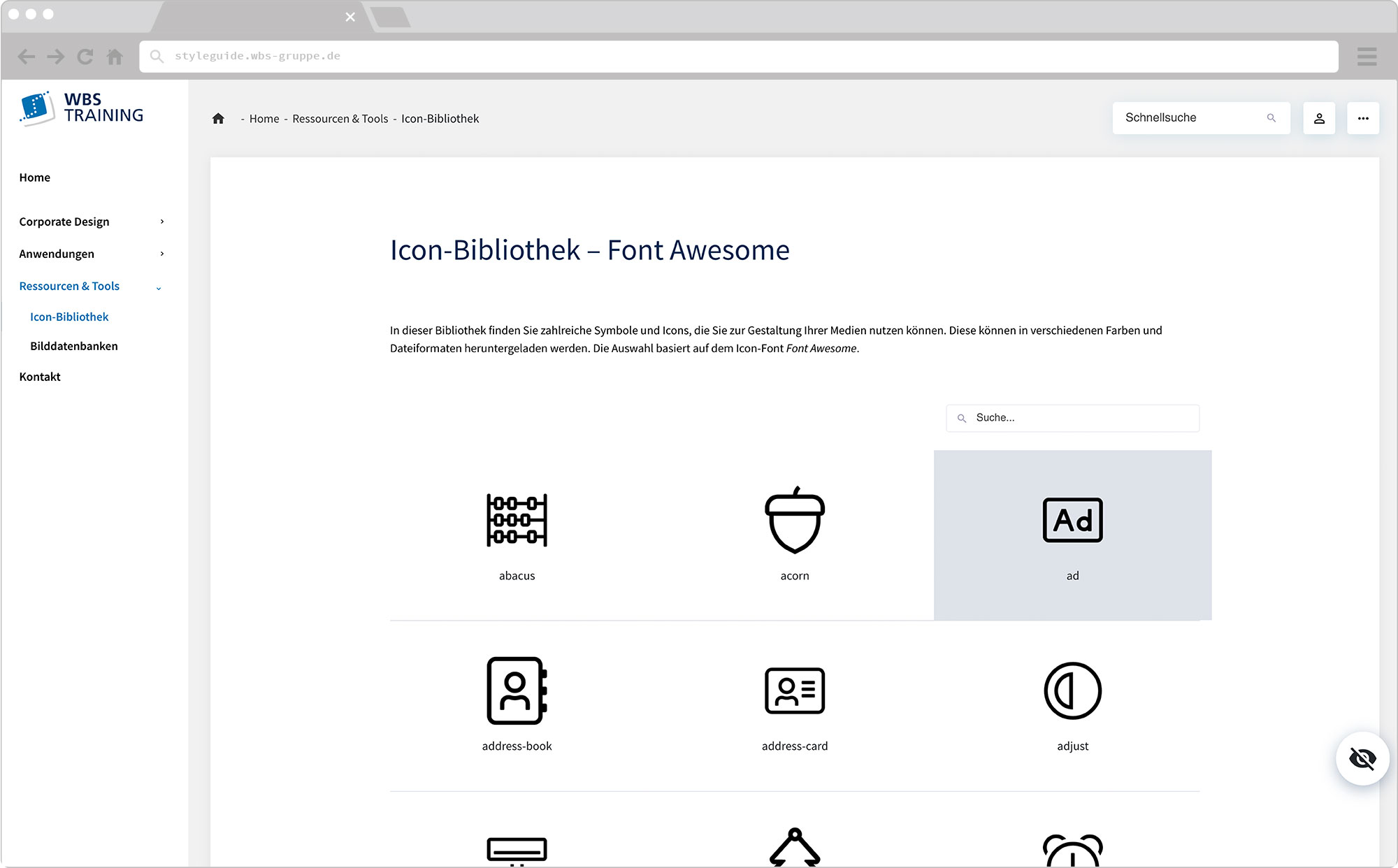 WBS Update 2021 / Slider, Screen wirHub Brand Manangement – Icon Bibliothek